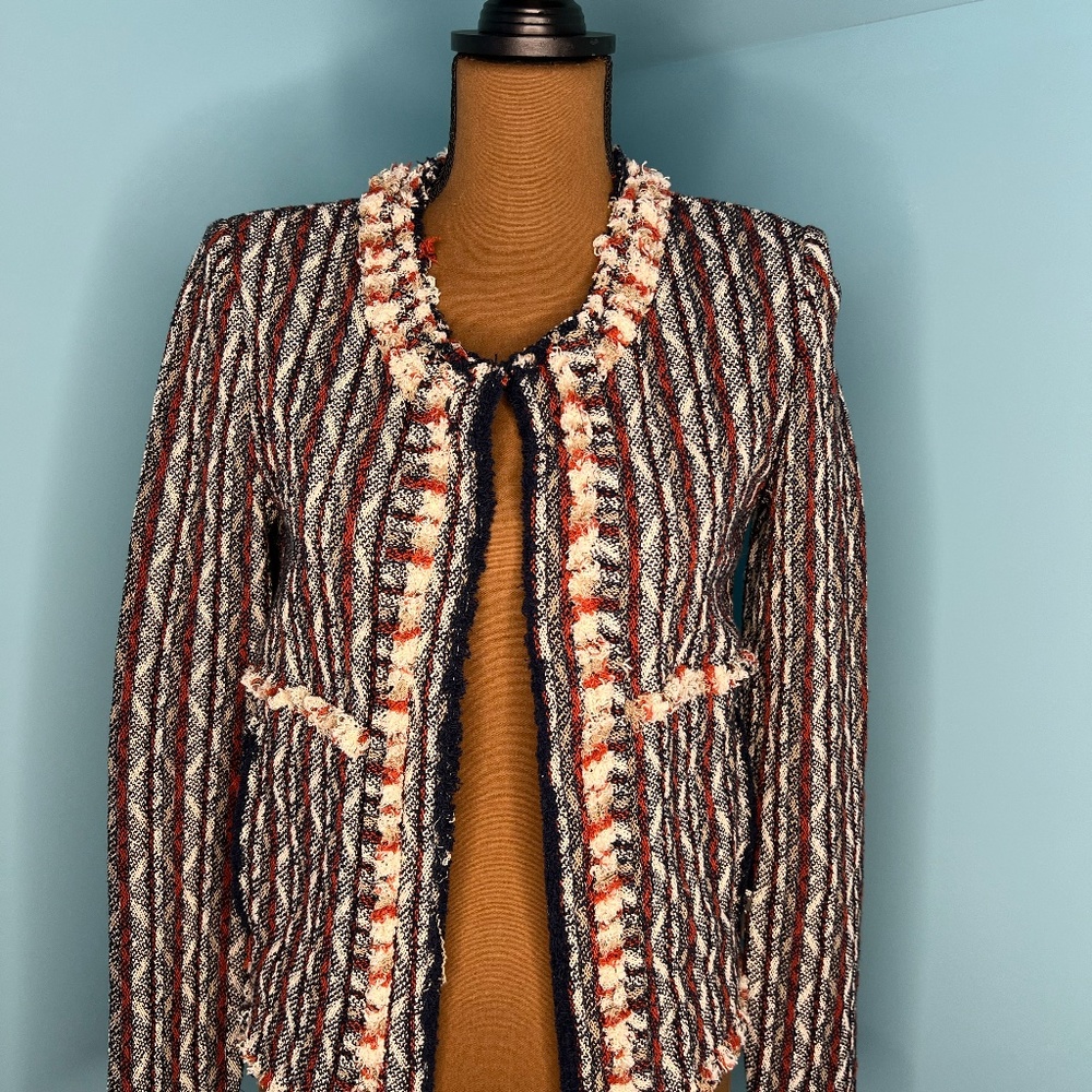 IRO Navy, Red & Cream Tweed Blazer